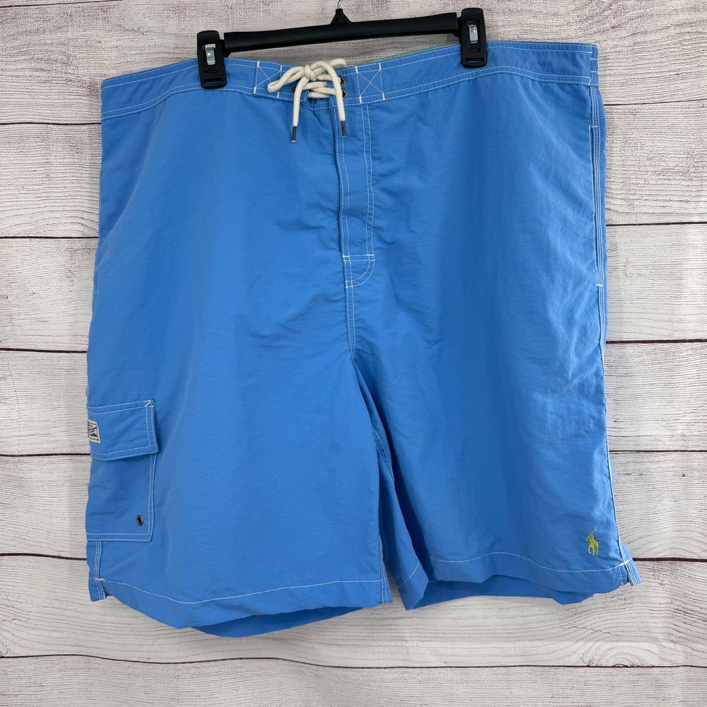 Polo Ralph Lauren Swim Trunks Cargo Pocket Swimwear Blue 2XB BIG‎
